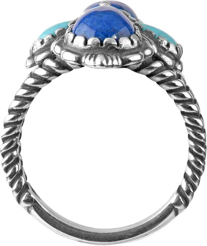 Miniatura 4 de Anillo de cruz con piedras preciosas de lapislázuli y turquesa de American West tamaños 05 a 10