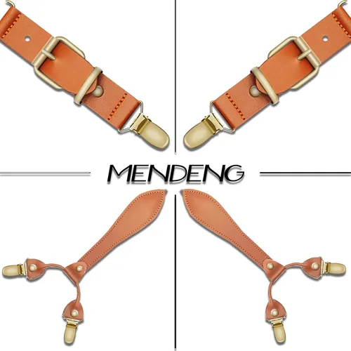 Miniatura 4 de MENDENG Tirantes ajustables para hombres Clips de metal de bronce con cuero