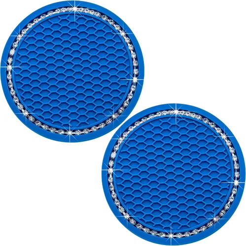 Miniatura 25 de 4 posavasos con brillantes para portavasos, 2.75 pulgadas, insertos para portavasos de auto, silicona suave antideslizante a prueba de golpes, Negro