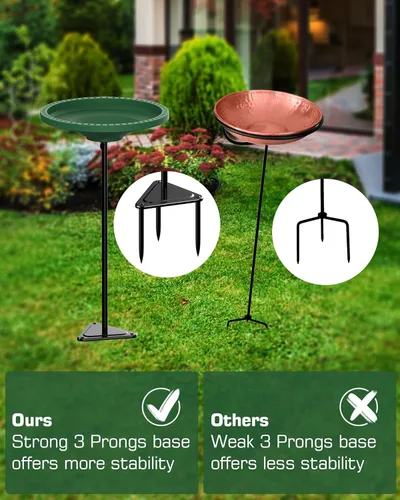 Miniatura 5 de Baños para pájaros para exteriores resistentes, 38.5 pulgadas desmontables para el jardín, cuenco de baño de pájaros spa y comedero de pájaros