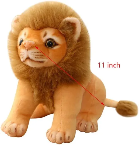 Miniatura 5 de Juguete de peluche de león, león de peluche dorado, animales de simulación de felpa de 11 pulgadas, regalos realistas de león de peluche para niños
