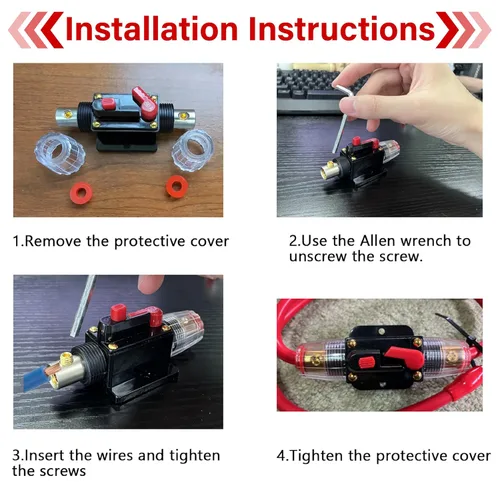 Miniatura 6 de Disyuntor de 30 Amperios con Reinicio Manual Fusible en Línea, 12V-48V DC para Audio de Automóvil Barco Marino Motor de Pesca Curricán Protección
