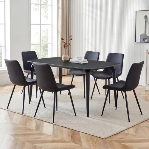 Miniatura 18 de Modern Dining Table Set for 4,50" Sintered Stone Table Set for 4,Marble Dining Table Set of 4 with Upholstered Chair,5 Piece Rectangular Dining Room