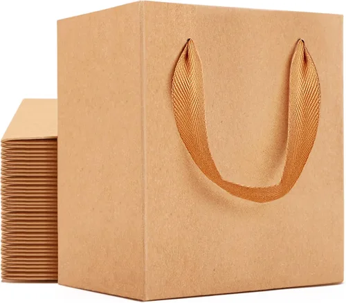 Miniatura 15 de EUSOAR Pequeñas bolsas negras para envolver regalo, paquete de 12 bolsas de papel kraft de 4 x 2.75 x 4.5 pulgadas con asas, bolsas resistentes