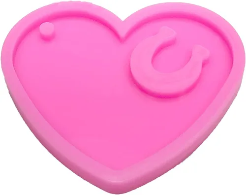 Miniatura 3 de Moldes de silicona con forma de corazón y herradura brillante brillante para manualidades, llavero de bricolaje, molde de arcilla polimérica