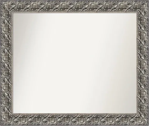 Miniatura 201 de Amanti Art Espejo de baño plateado para sobre fregadero, 26 x 26 pulgadas, espejo cuadrado de níquel pulido, marco de madera tradicional mediano, se