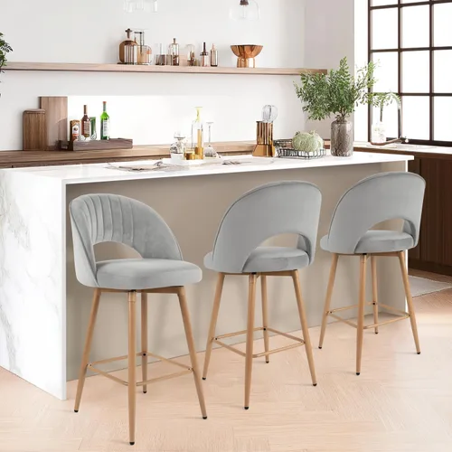 Miniatura 11 de Juego de 2 taburetes de bar giratorios de altura de mostrador para isla de cocina, sillas de bar de 26 pulgadas de altura de asiento para comedor