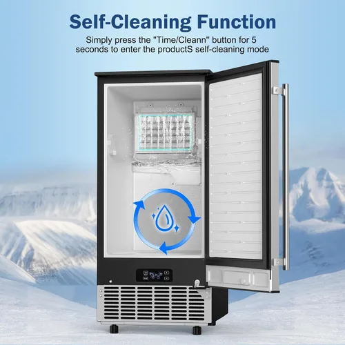 Miniatura 4 de Máquina de hielo integrada, 95 libras/día con contenedor de almacenamiento de 35 libras, 40 cubos en 10 minutos, puerta reversible, máquina de hielo