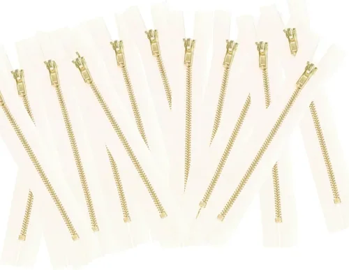 Miniatura 4 de 10 cremalleras de dientes de metal dorado de latón (7 pulgadas, Natura/Beige)