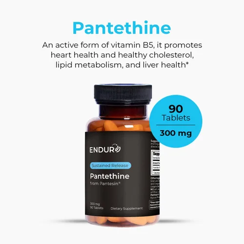 Miniatura 2 de Endurance Products Endur Pantethine de Pantesin, función hepática y suplemento de equilibrio de colesterol saludable, fórmula de liberación