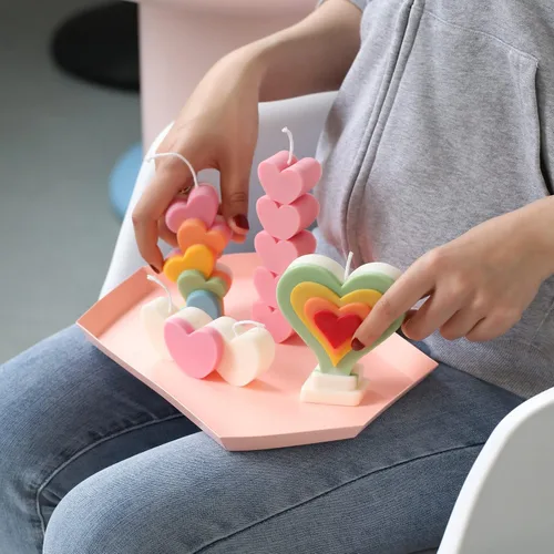 Miniatura 3 de Moldes de vela de silicona hechos a mano en forma de corazón moldes de vela de cera DIY regalos para bodas decoración del hogar (LZ513)
