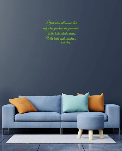 Miniatura 4 de Wall Decals Quote Carl Jung Home Interior Design Art Murals Bedroom Vinyl Stickers Living Room Decor KT146 (22 in x 32 in, lime green)