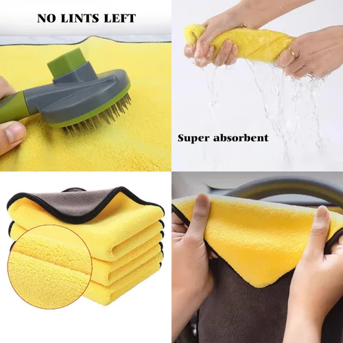 Miniatura 4 de Paquete de 10 toallas de microfibra premium de terciopelo coral para lavado y detallado de automóviles, limpieza del hogar, ultrasuaves