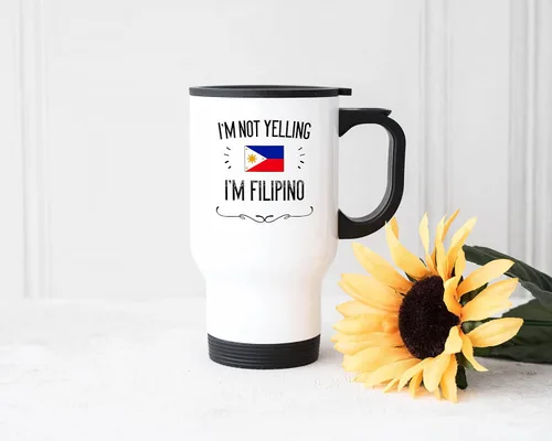 Miniatura 3 de Taza de viaje de 14 onzas con texto en inglés "I'm Not Yelling I'm Filipino" (14 onzas) de recuerdo del orgullo del orgullo y regalos del orgullo