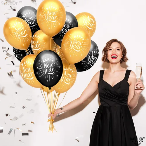 Miniatura 3 de KatchOn, Juego de 50 globos de feliz año nuevo, globos de látex de feliz año nuevo, decoraciones de feliz año nuevo 2026 Suministros para fiesta