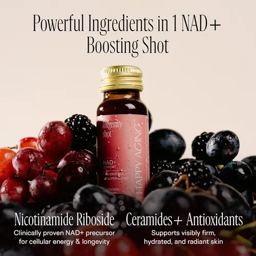 Miniatura 4 de Happy Aging Suplemento líquido NAD+ para mujeres Ribosida liposomal de nicotinamida y resveratrol inyecciones para energía, salud de la piel