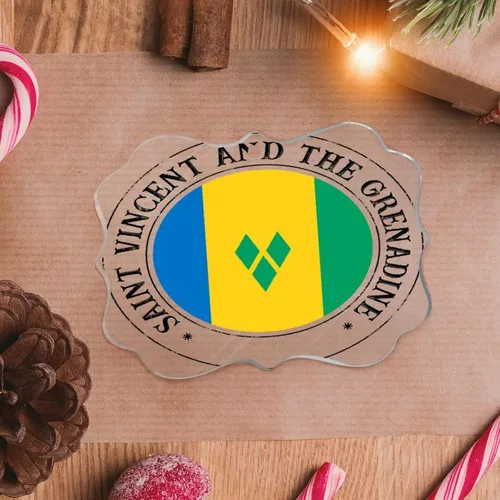 Miniatura 26 de Adorno de Navidad redondo de acrílico transparente de San Cristóbal y Nieves con la bandera nacional de San Cristóbal y Nieves, regalo de Navidad