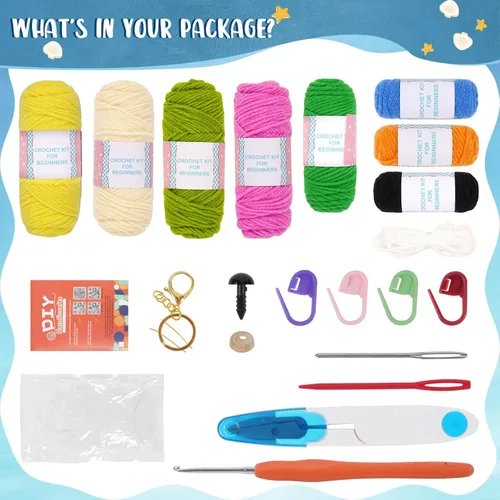 Miniatura 3 de Hadwoer Kit de ganchillo para principiantes, kit de animales de ganchillo, kit de animales de ganchillo con tutoriales en video paso a paso