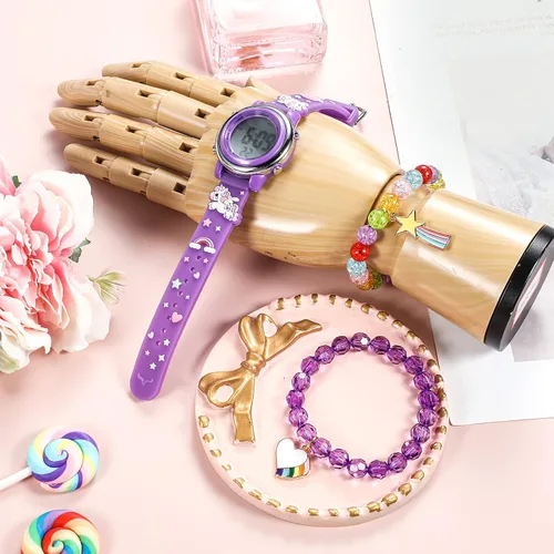 Miniatura 5 de 3 Pieces Kids Unicorn Watch and Unicorn Bracelet Waterproof Toddler Digital Watch Light Watch with Alarm Stopwatch Unicorn Christmas Valentine Day