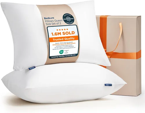 Miniatura 11 de Bedsure - Juego de 2 almohadas estándar para dormir, tamaño estándar para cama, suaves y con soporte, calidad de hotel, relleno original alternativo