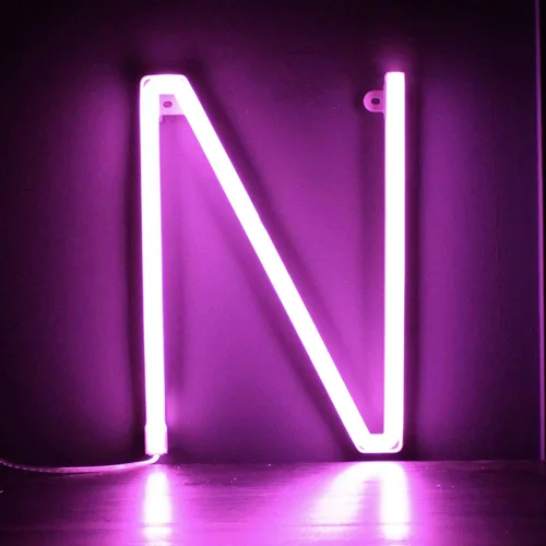 Miniatura 5 de Letrero de neón, letras de neón, letras del alfabeto de neón iluminadas, letras con luces LED, letras de marquesina iluminadas, batería, USB, rosa