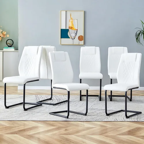 Dining Chairs Set of 6,Kitchen Chairs with Leather Cushions,Modern Dining Chairs with Gold Metal Frame,Dinner Chairs for Kitchen & Dining Room and