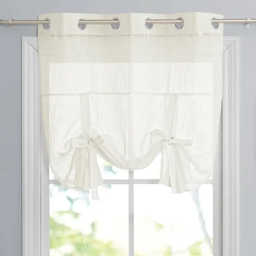 Miniatura 9 de Pony Dance Cortinas de ventana de baño, pantalla con lazo para dormitorio, filtro de luz, semitransparente, cortinas romanas elegantes para Blanco