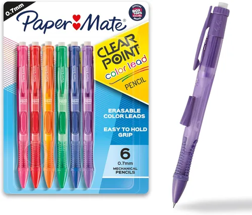 Paper Mate Clearpoint - Portaminas con minas de colores, 0.7mm, colores surtidos, 6 unidades - 1984678