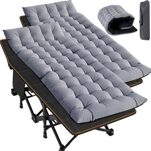 Miniatura 17 de Slsy Catre de camping plegable para adultos con almohadilla, catres de dormir portátiles acolchados, cama de campamento con bolsa de transporte
