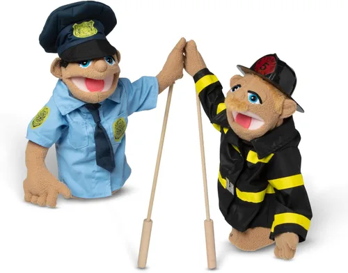 Miniatura 9 de Melissa & Doug - Paquete de marionetas, oficial de policía y bomberos