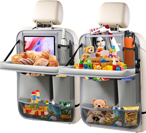 Miniatura 15 de Organizador de asiento trasero de automóvil, paquete de 2 organizadores de asiento trasero de automóvil con soporte para tableta de 11 pulgadas, 10