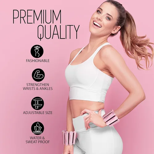 Miniatura 3 de Yes4All Pesas ajustables para muñeca y tobillo, par de 3.5/5 libras, pesas para piernas para mujeres y hombres, bandas de brazo pesadas con sacos