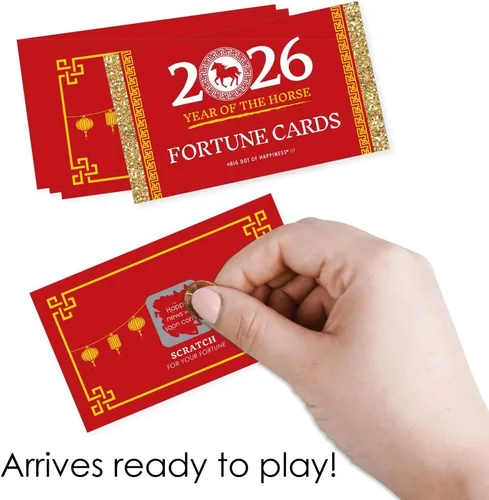 Miniatura 2 de Big Dot of Happiness Año Nuevo Chino - 2026 Año del Caballo Juego Tarjetas de la Fortuna para Rascar - 22