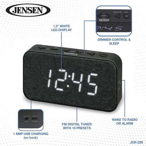 Miniatura 7 de Jensen JCR-229 FM Digital Dual Alarm Clock Radio