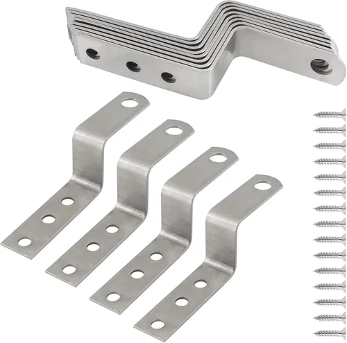 Miniatura 8 de 12 soportes de esquina en forma de Z, altura plateada, 0.8 pulgadas, marco de fotos en forma de Z, soporte para muebles, soportes de estante