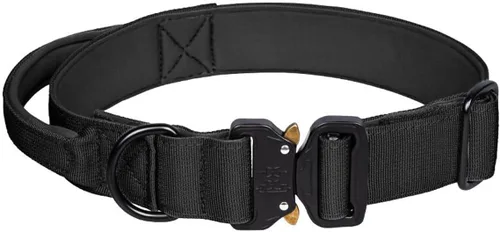 Miniatura 14 de Collar táctico para perro, collar ajustable de nailon para entrenamiento militar con mango de control y hebilla de metal pesado para perros medianos