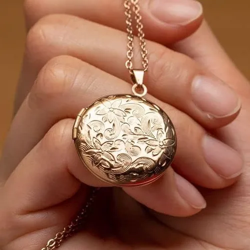 Miniatura 4 de Mighty Dainty Collar con medallón Collares personalizados para mujer con imagen en el interior Collar de fotos relleno de orooro rosa y plata