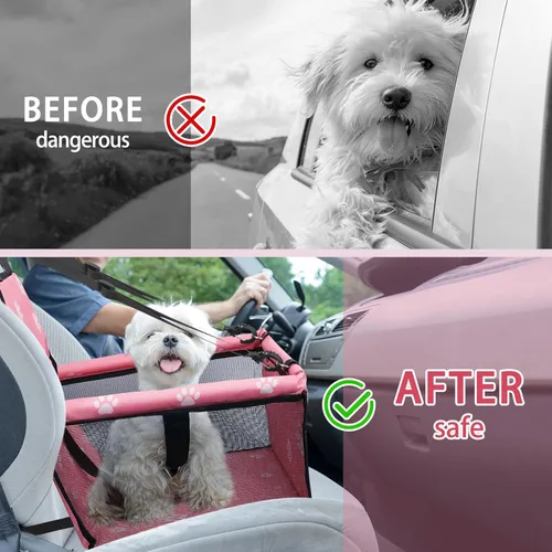 Miniatura 5 de Asiento de coche para perro plegable, asiento elevador de coche para perros impermeable transpirable Oxford, bolsa de viaje para perros pequeños a