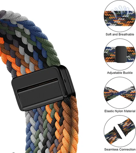 Miniatura 4 de Compatible con Galaxy Watch 1.811 in/Galaxy Watch 3 1.772 in/Gear S3 Frontier Classic Band Nylon trenzado elástico elástico Solo Loop Correa