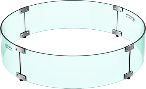 Miniatura 8 de Skyflame Protector de viento redondo de vidrio para hoguera de 17 pulgadas, protector de llama de vidrio templado transparente para propano al aire