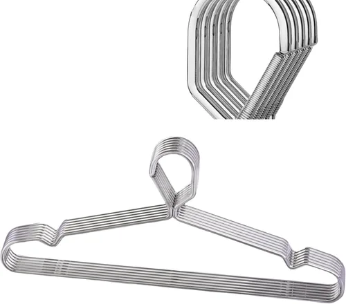 Paquete de 10 perchas de bloqueo de alambre de 16.5 pulgadas de 0.157 in con cerradura de acero inoxidable, delgadas, resistentes, resistentes al