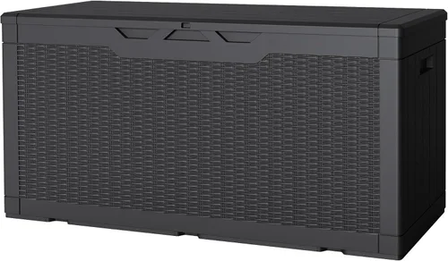 Miniatura 12 de JUMMICO Caja de resina de 31 galones, cajas de almacenamiento impermeables para interiores y exteriores para muebles de patio, cojines y Negro