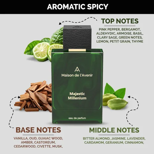 Miniatura 6 de Maison de l'Avenir Majestic Millennium Eau de Parfum Fragancia picante Colonia y perfume de larga duración Aceites naturales y esenciales