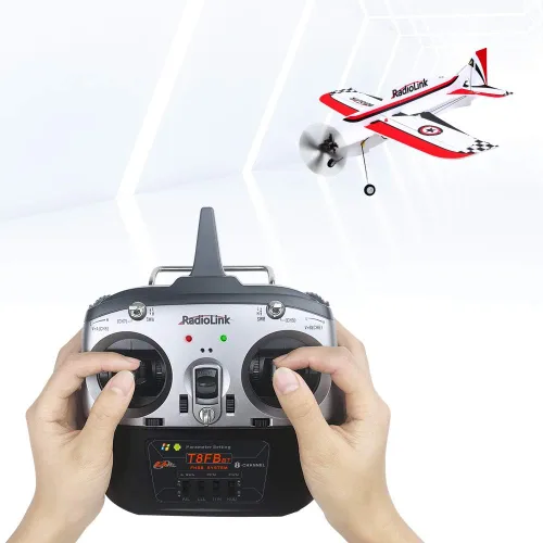 Miniatura 7 de Radiolink T8FB 2.4GHz 8 canales RC Transmisor y receptor remoto R8EF Controlador de doble palo con correa para avión RC, avión, barco, coche y más