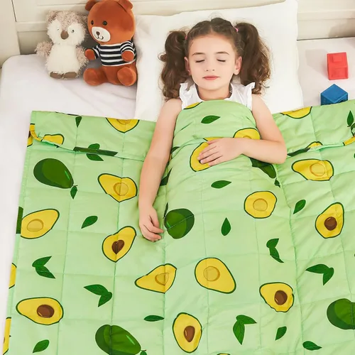 Miniatura 3 de yescool - Manta con peso de 7 libras, manta de regazo con peso refrescante de aguacates verdes para dormir, manta con peso transpirable para 60-80