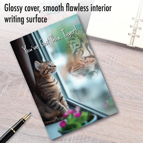 Miniatura 3 de NobleWorks Tarjeta de felicitación de amistad con sobre de 5 x 7 pulgadas (1 tarjeta) motivo, aspiraciones de buena suerte, gatito tigre C7076JFRG-UA