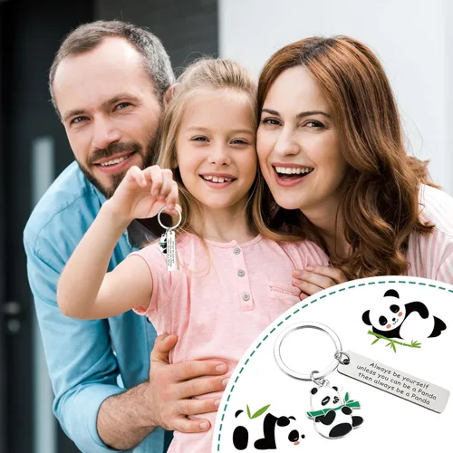 Miniatura 5 de Kit de regalo con temática de panda de 3 piezas para mujeres, taza de panda, calcetín y llavero, linda taza para fiesta de Navidad, regalo