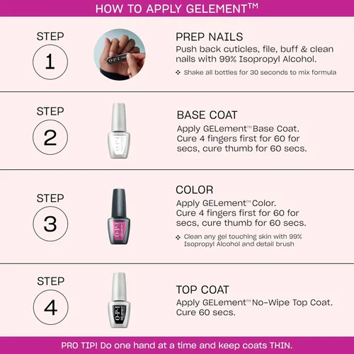 Miniatura 5 de OPI GELement LED Cure Gel Nail Polish System DIY Salon Quality Assorted Colors, Base & Top Coat LED Curing Lamp Starter Kit + Prep Supplies