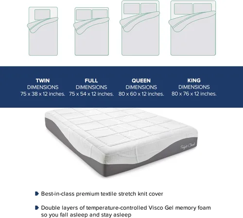 Miniatura 2 de Colchón de espuma de memoria Gel-Max UltraPlush de 10 pulgadas, diseño chulo, de Perfect Cloud, Memory Foam, Blanco, gris