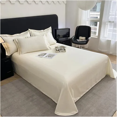 Miniatura 6 de ADovz Juego de ropa de cama de algodón de fibra larga, tamaño Queen, King, color sólido, funda de edredón plana/ajustable, sábana de almohada
